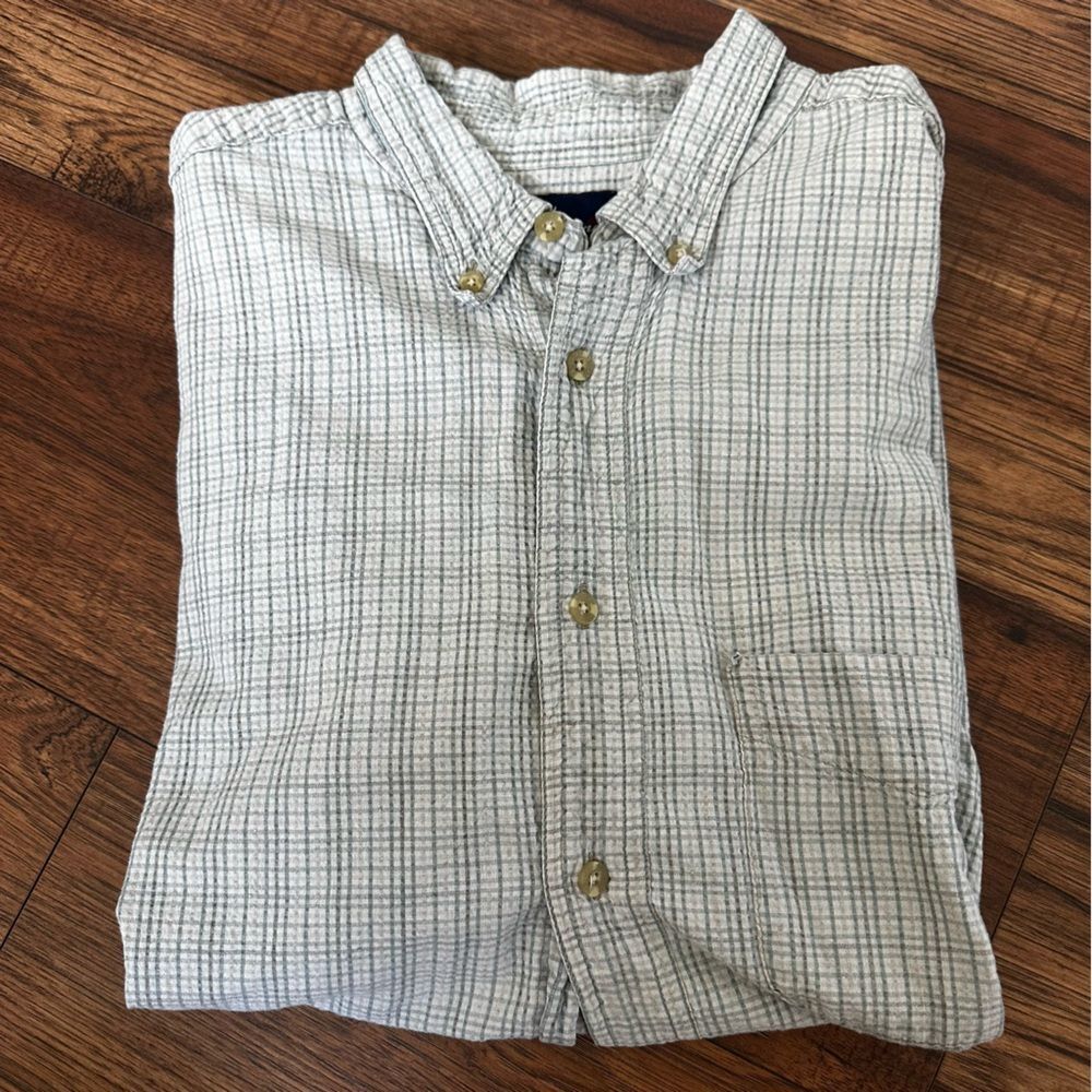 Catalina Men's Casual Checkered Short Sleeve Shirt Gray and Blue Plaid Large